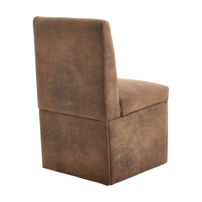 360 Degree Swivel Upholstered Dining Chairs Set of 2,Swivel Dining Chairs with Casters & Storage, Modern Rolling Chair