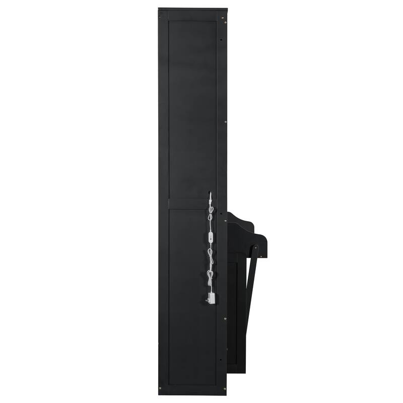 Queen Size Murphy Platform Bed with Shelf, Side Cabinets, Drawers, and LED Lights French Style