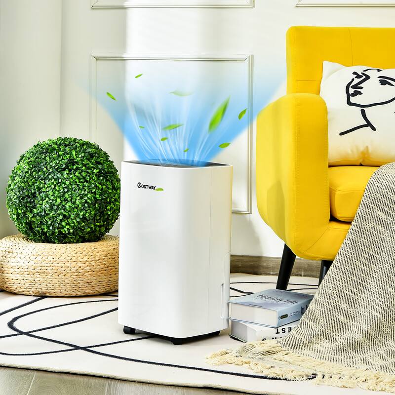 Costway 30-Pint Portable Dehumidifier with Wheels 1,500 Sq. ft - White