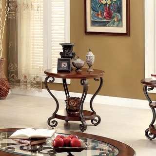 Furniture of America Cohler Elegant Glass Top Roun
