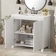 preview thumbnail 77 of 161, GDFStudio - Elysia Wood Bathroom Vanity with Ceramic Sink & Storage Cabinet Organizer 36" - Antique White