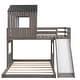 preview thumbnail 26 of 26, Wooden Twin over Full Bunk Bed, Treehouse Style Loft Bed with Playhouse, Ladder, Slide & Guardrail, Kids' Bedroom Furniture
