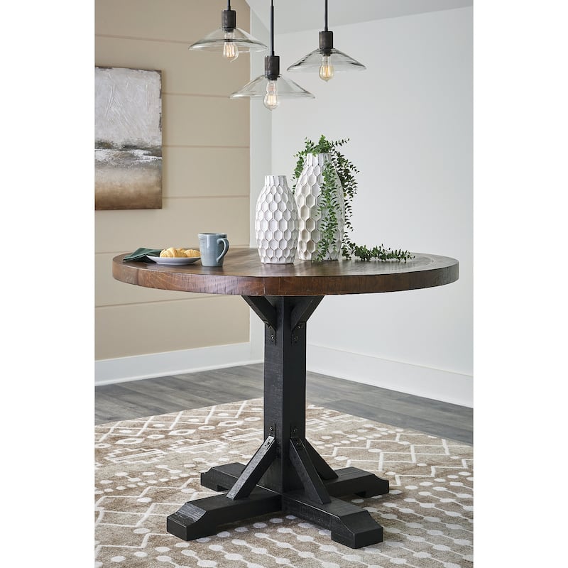 Signature Design by Ashley Valebeck Black/Dark Brown Counter Height Dining Table - 48" W x 48" D x 36" H
