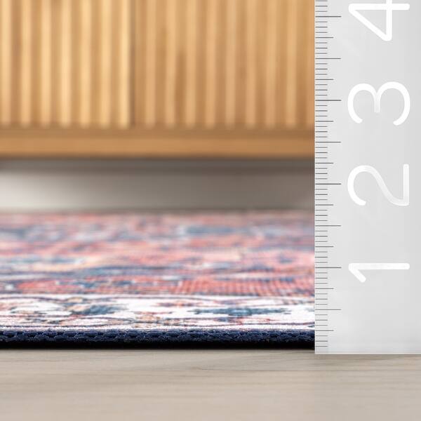 dimension image slide 2 of 4, Nuloom Vita SplashGuard Vintage Medallion Machine Washable Area Rug