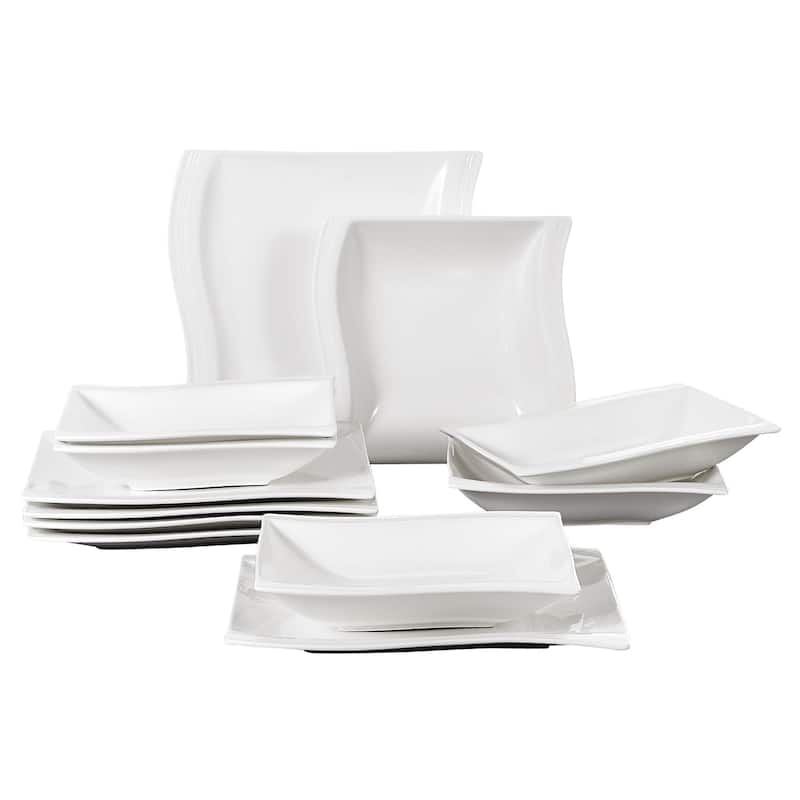 MALACASA Flora 12-Piece Porcelain Dinner Set (Service for 6)