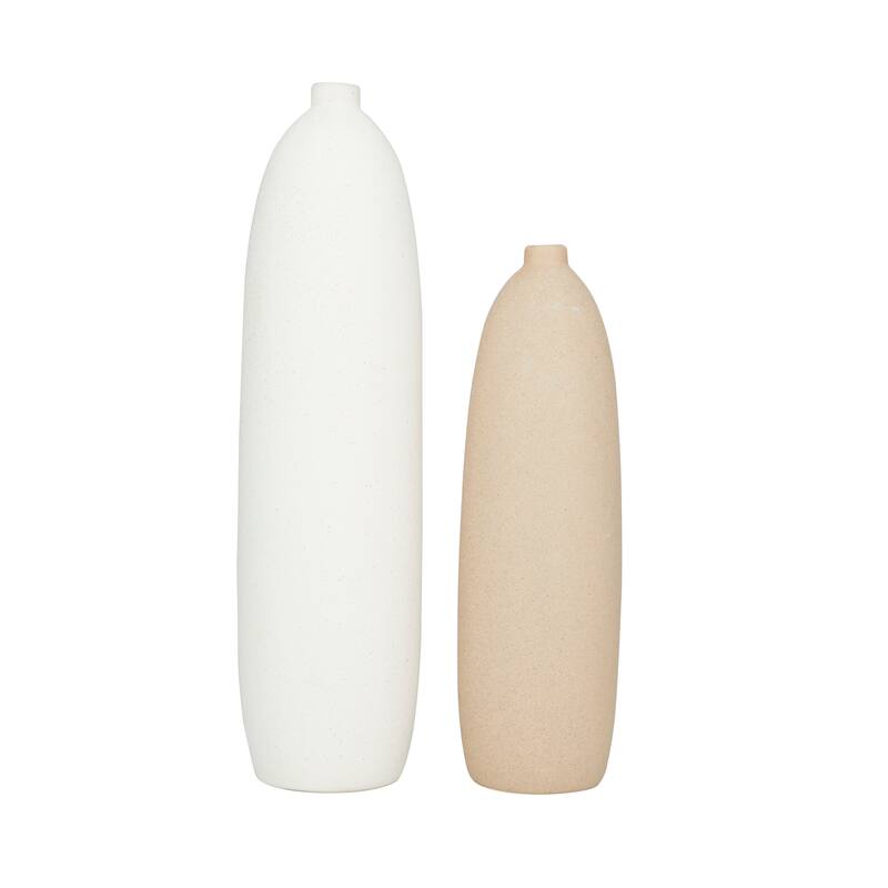 Beige Ceramic Easter Island Head Vase (Set of 2)