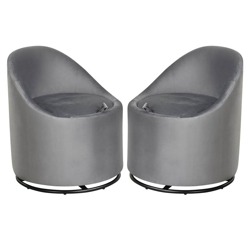 Costway 1/2 PCS Barrel Chair with Storage 360° Swivel Upholstered - See Details - Gray-2 PCS