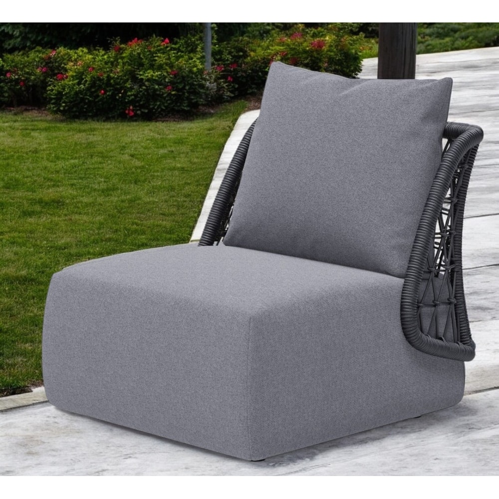 HomeRoots 33" Gray Outdoor Accent Chair with Gray Cushions