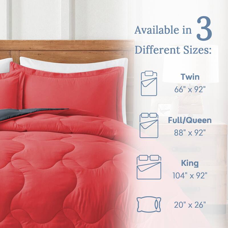 Lightweight Reversible Microfiber Down Alternative Comforter Set