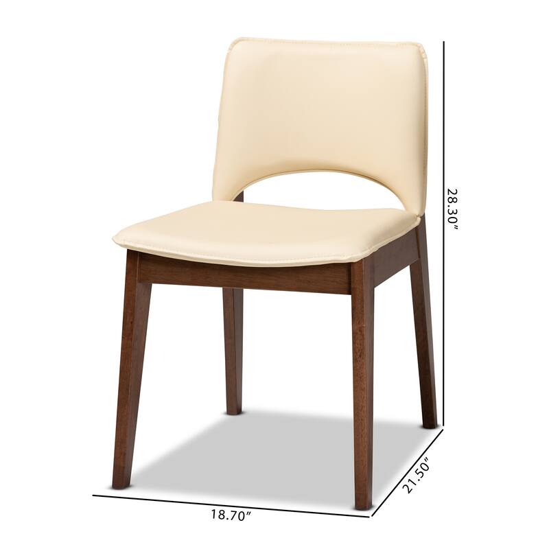 Afton Mid-Century Modern 2-Piece Short Back Dining Chair Set
