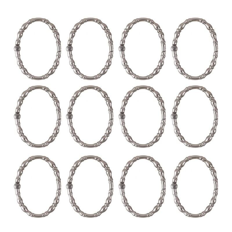 Utopia Alley Shower Rings, Oval Shape Shower Curtain Rings for Bathroom, Rustproof Zinc Shower Curtain Hooks Rings, Set of 12