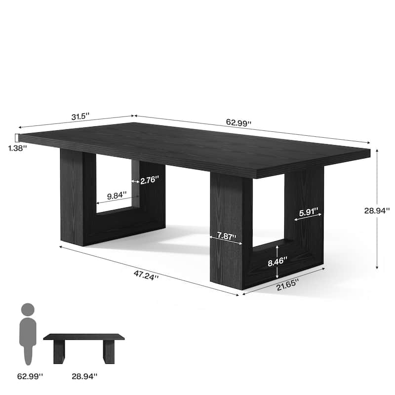 62.99" Home Office Desk, Large Farmhouse Executive Desk, Computer Table for Office