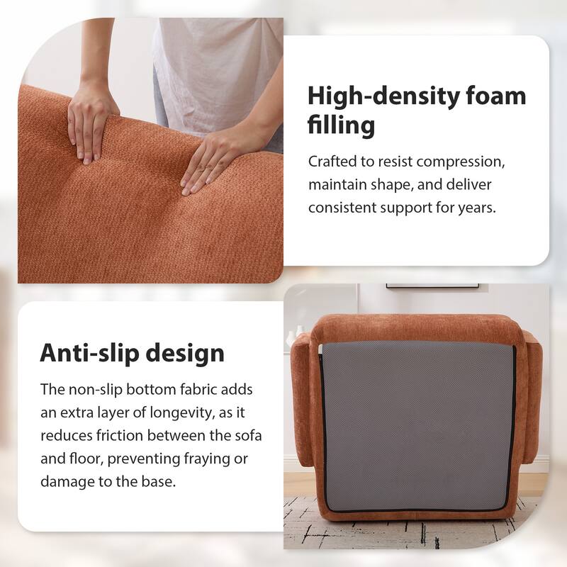 42''W Modern Chenille Upholstered Accent Chair with Deep Seats-No Assembly