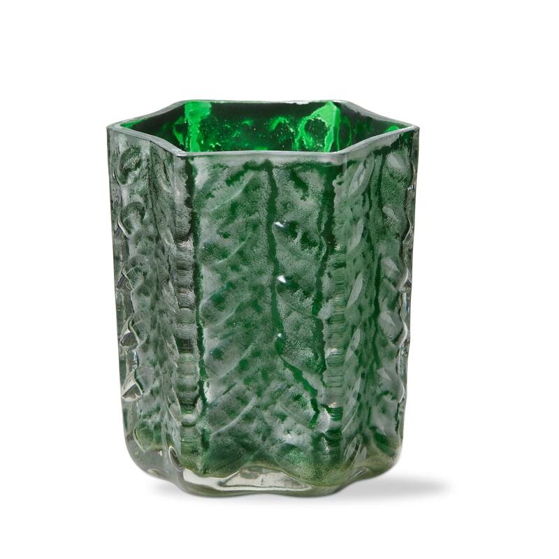 Dazzle Glass Tealight Candle Holder Green, 3.0L x 3.0W x 3.5H inches, Decorative Use Only