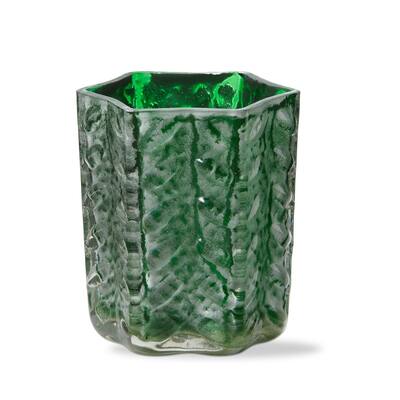 Dazzle Glass Tealight Candle Holder Green, 3.0L x 3.0W x 3.5H inches, Decorative Use Only