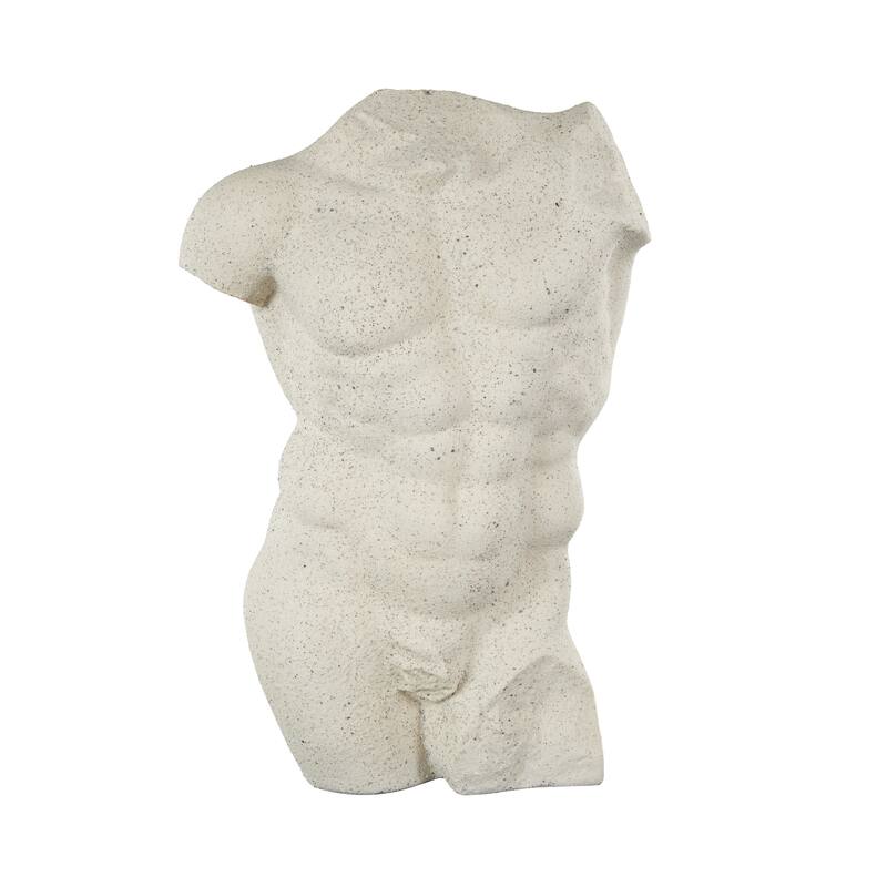 Polystone People Textured Sculpture with Black Speckles - White - Roche River Decor - White - 13"W, 20"H