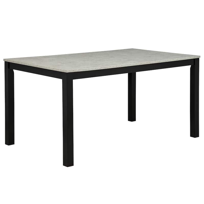 GDFStudio - Aurelia Luxury Concrete-Effect Tabletop Rectangular Dining Table Set with 4 Upholstered Chairs (with/without Bench)
