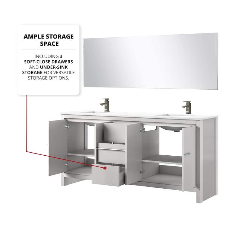 Lafarre Bath Vanity with Quartz Top, Sink, Mirror and Chrome Faucet