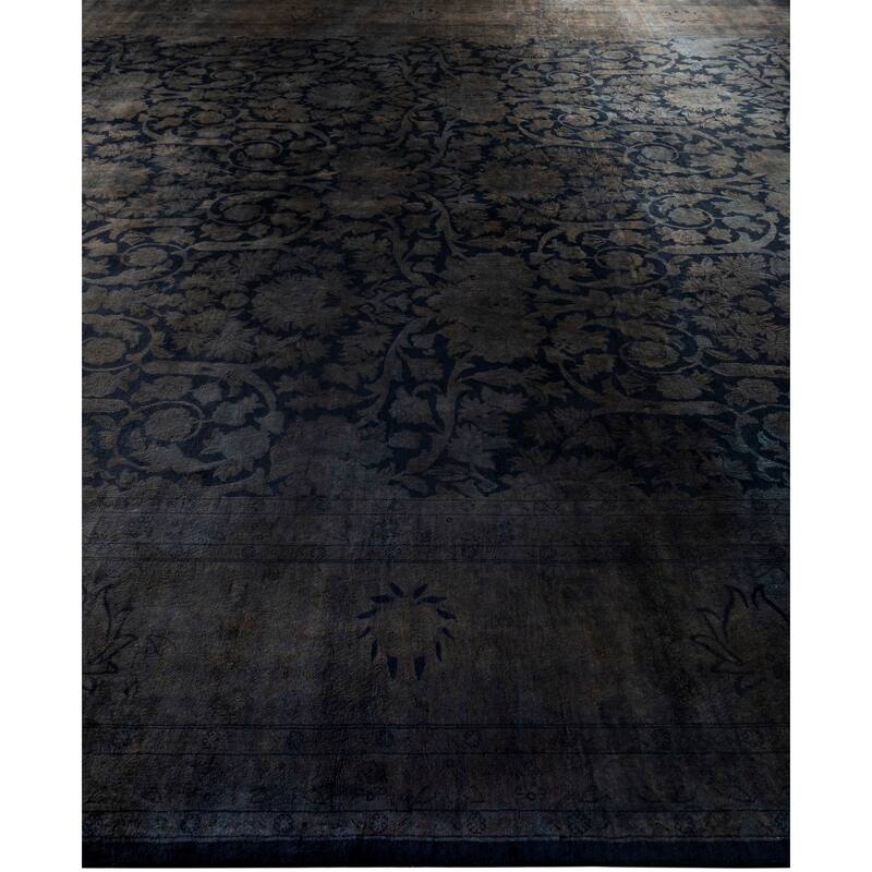 Overdyed One-of-a-Kind Hand-Knotted Area Rug - Black - 12' 0" x 15' 5"