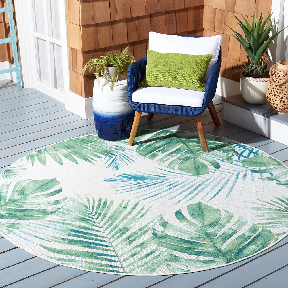 SAFAVIEH Barbados Floare Tropical Indoor/ Outdoor Waterproof Patio Backyard Rug