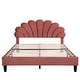 preview thumbnail 4 of 20, Queen Size Upholstered Platform Bed with Velvet Flower Pattern Headboard