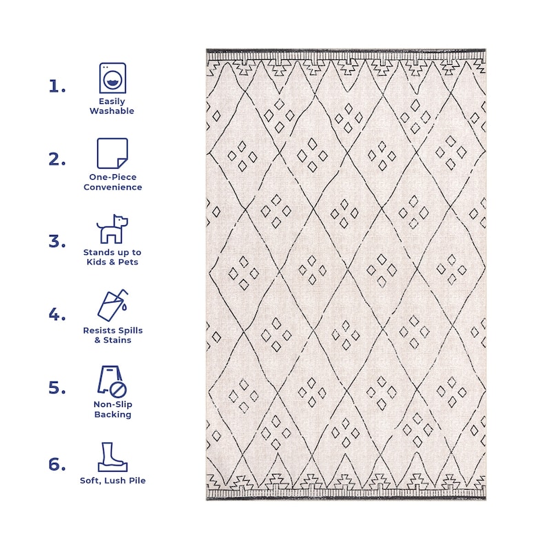 Nuloom Sydney SpinClean Machine Washable Diamond Trellis Area Rug