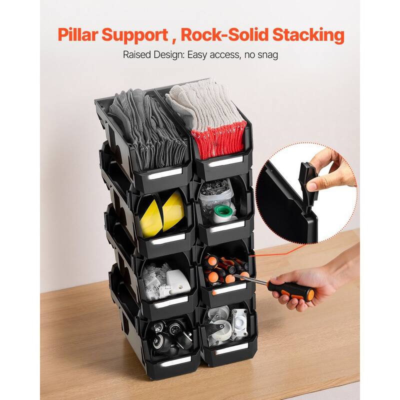 8-Piece Stackable Organizer Bins with Front-Open Design Perfect for Small Item Storage - 10.86 x 5.51 x 5.11 in