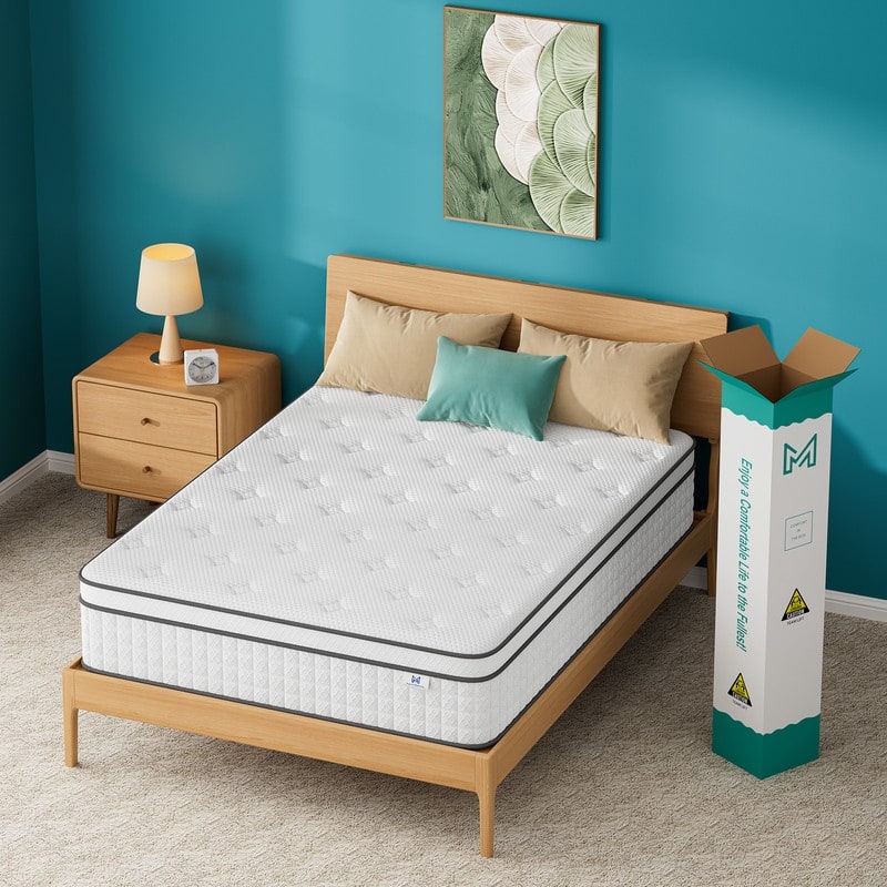 12" Spring Hybrid Mattress in a Box, Pocket Springs, Isolation Motion, Back Pain Relief, CertiPUR-US - King