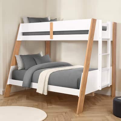 Furniture of America Zylen White Solid Wood Twin over Full Bunk Bed