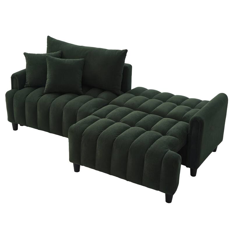 Futon Couch Sofa Bed with Pillows, Convertible Sleeper Sofa with Adjustable Backrest, Loveseat Sleeper Daybed
