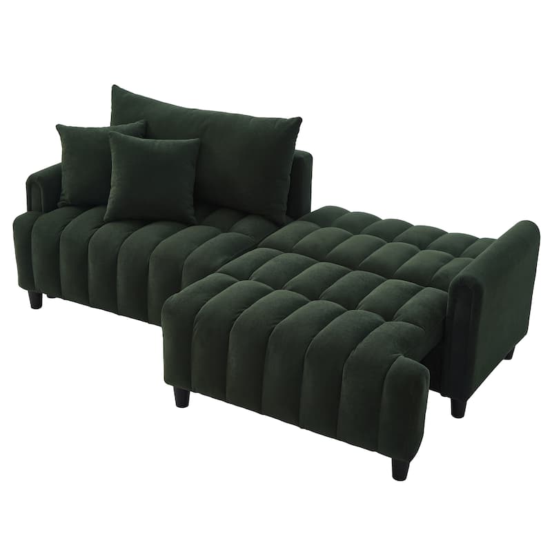 Futon Loveseat Couch Convertible into Sleeper Sofa Bed with Hidden Storage and Adjustable Backrest, Modern Loveseat Sleeper