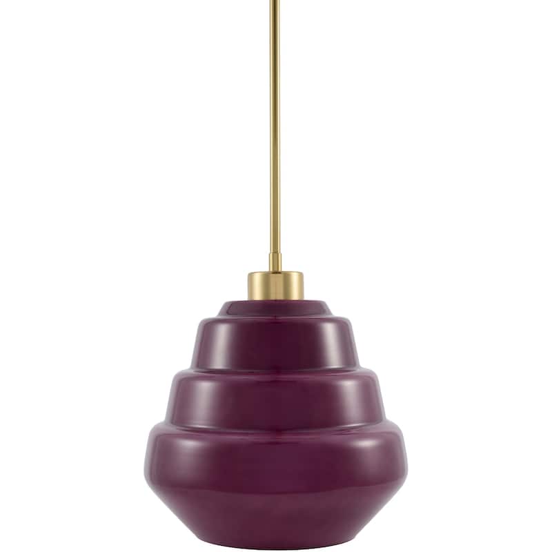 Livabliss Nozay Cottage Pendant - 11"L x 11"W x 4"H - Purple