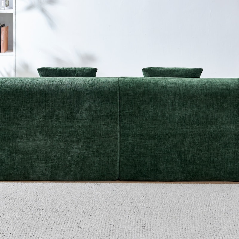 111.02" Curved Chenille Sectional Sofa, No Assembly Required