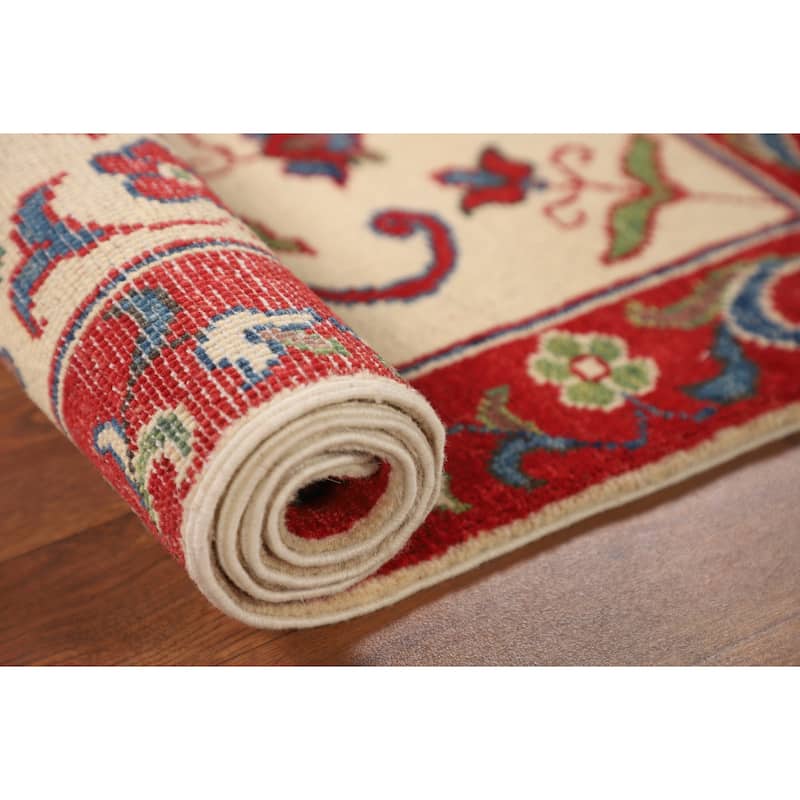 Traditional Kazak Accent Rug Hand-Knotted Floral Wool Carpet - 2'9" x 4'0"