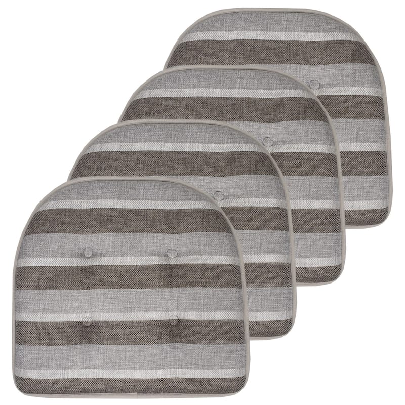 Sweet Home Collection Bradford Striped U Shaped Memory Foam Chair Cushion 17" x 16"