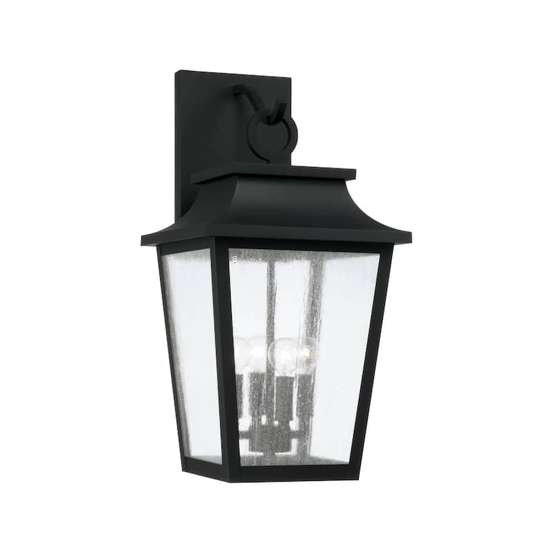 13"W x 24"H 4-Light Outdoor Tapered Wall Lantern in Oiled Bronze with Ripple Glass - Black - 12"W x 24"H x 13.25"E