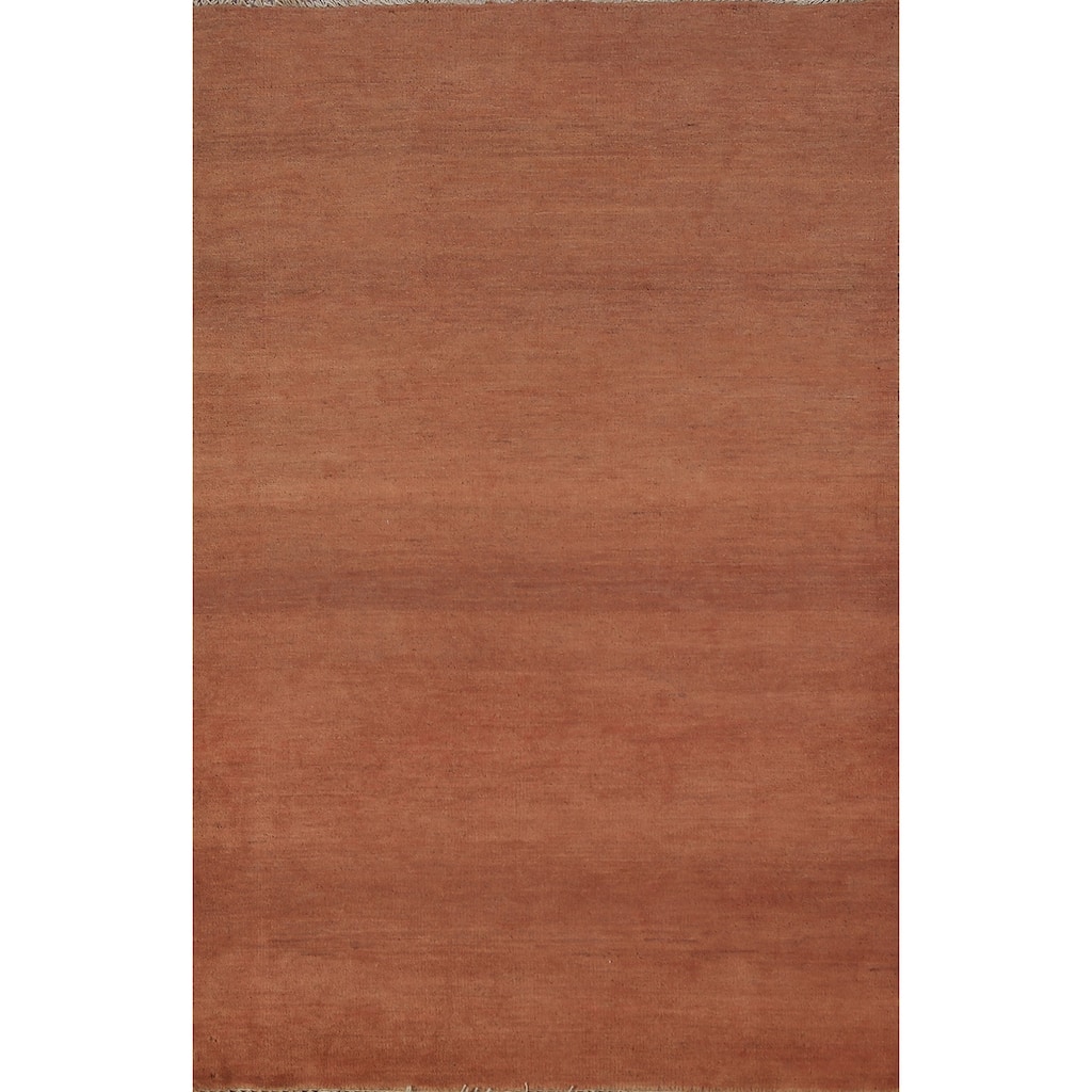 Gabbeh Modern Rug Handmade Contemporary Brown Wool Carpet - 3'9" x 6'1"