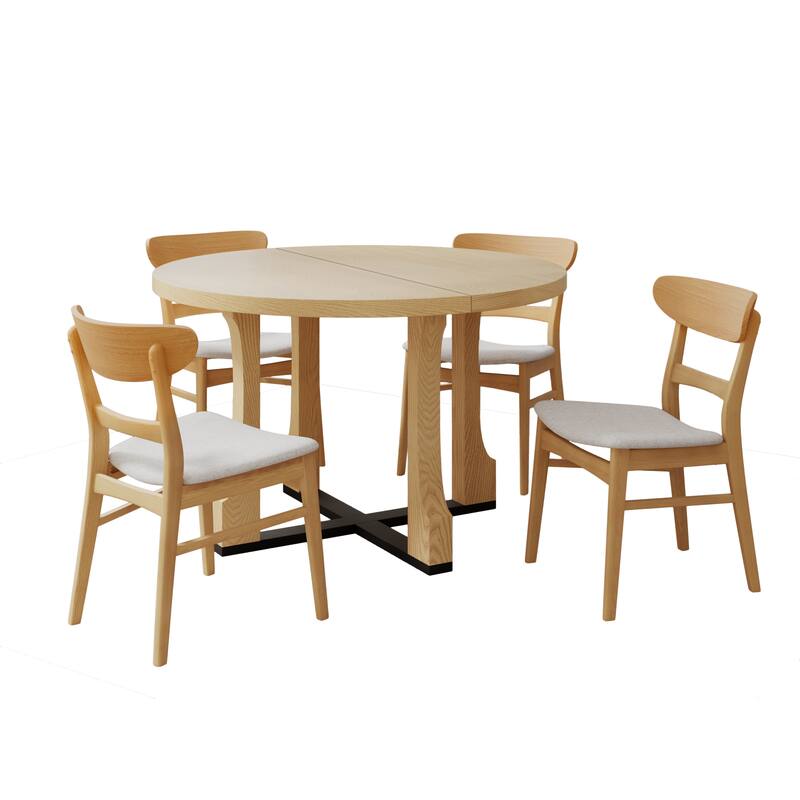 Christopher Knight Home - Modern Wooden 5-Piece Dining Set with Upholstered Chairs