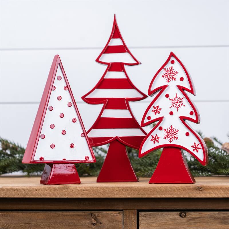 Set of 3 Whimsical Christmas Trees Tabletop Decor 12.25"