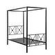 preview thumbnail 3 of 3, Twin Size Metal Canopy Bed with Square Posts, Platform Base in Modern Black