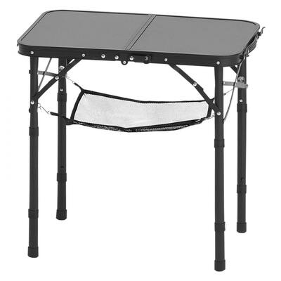 2 Feet Black MDF Portable Folding Camping Table with Adjustable Height and Carry Handle for Outdoor Use