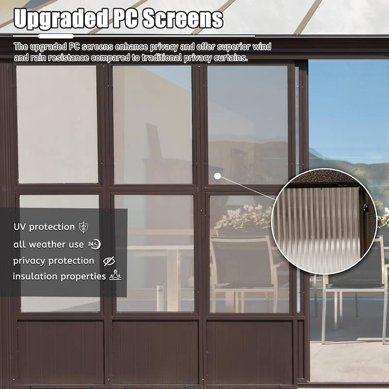 Outdoor Wall Mounted Solarium with Detachable Windows, Aluminum Lean to Gazebo Sun Room