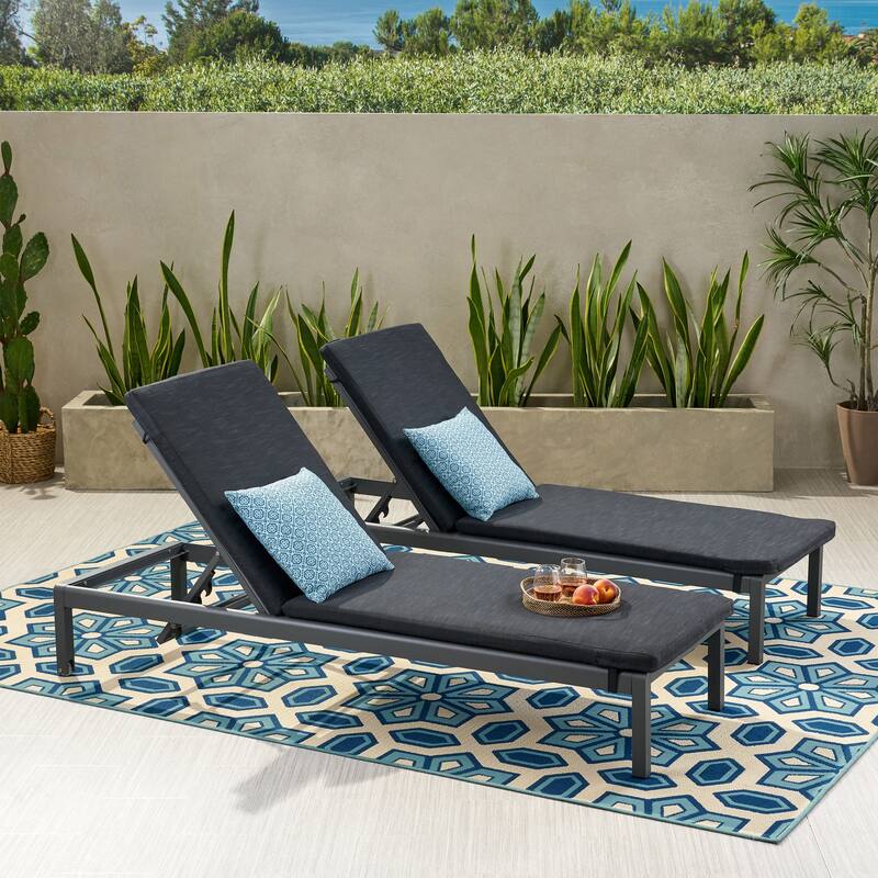 Cape Coral Outdoor Chaise Lounge with Cushion (Set of 2) by Christopher Knight Home