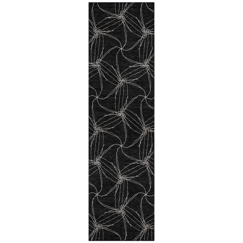 Machine Washable Indoor/ Outdoor Abstract Contemporary Chantille Rug