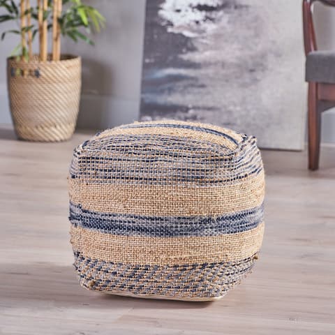 Caiman Handcrafted Boho Fabric Pouf by Christopher Knight Home