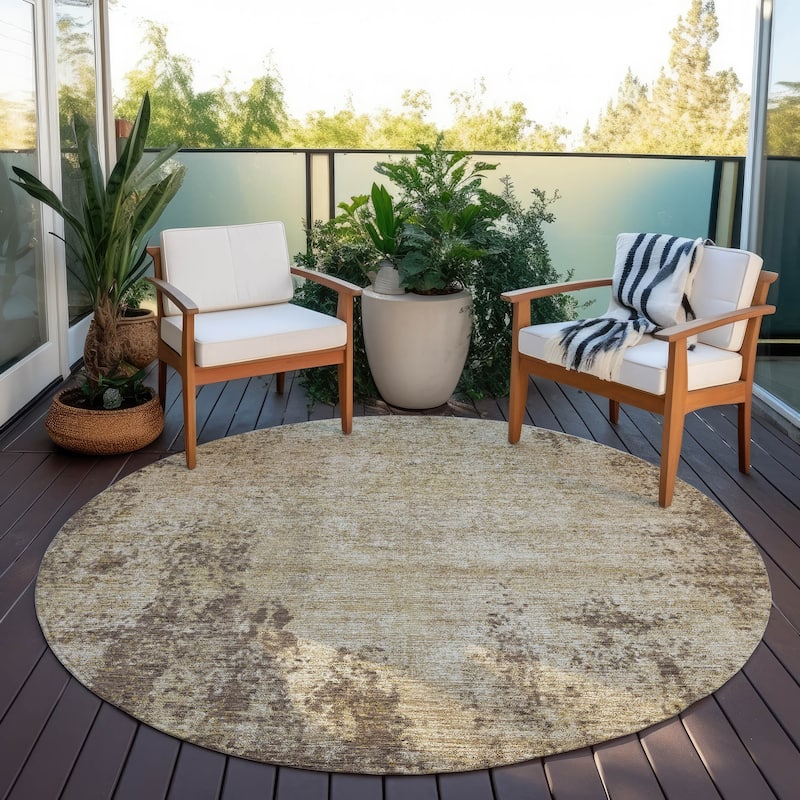 Machine Washable Indoor/ Outdoor Chantille Rug - Brown - 8' x 8'