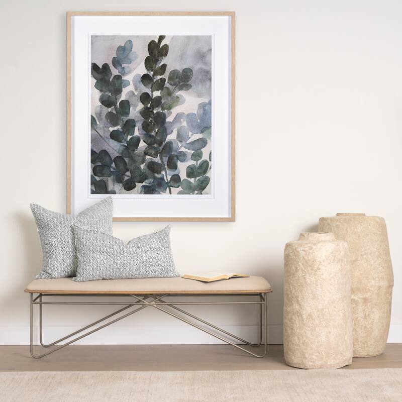 Jennelle Cream w/ Indigo Print Linen Square Decorative Pillow Cover