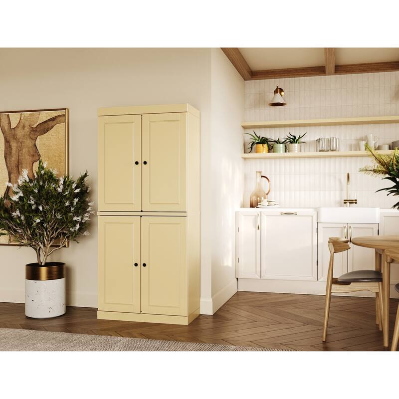 Palace Imports 100% Solid Wood Pantry Cabinet, Raised Panel Doors, Adjustable Shelves, 32" Wide, 71.5" Tall - 32" x 71.5" - Yellow
