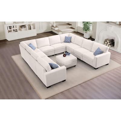 11 PCS Corduroy Flexible Combination Sectional Sofa