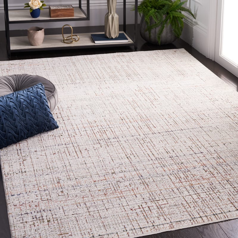 SAFAVIEH Harlow Slip Resistant Renea Oriental Rug - 6'3" Square - Ivory Grey/Rust